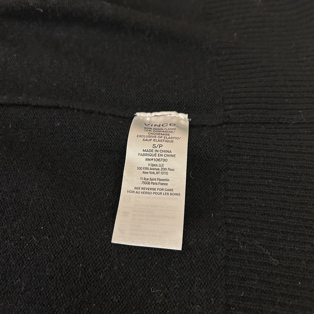 Vince Wool & Cashmere Open Front Cardigan in Black - Picture 7 of 12